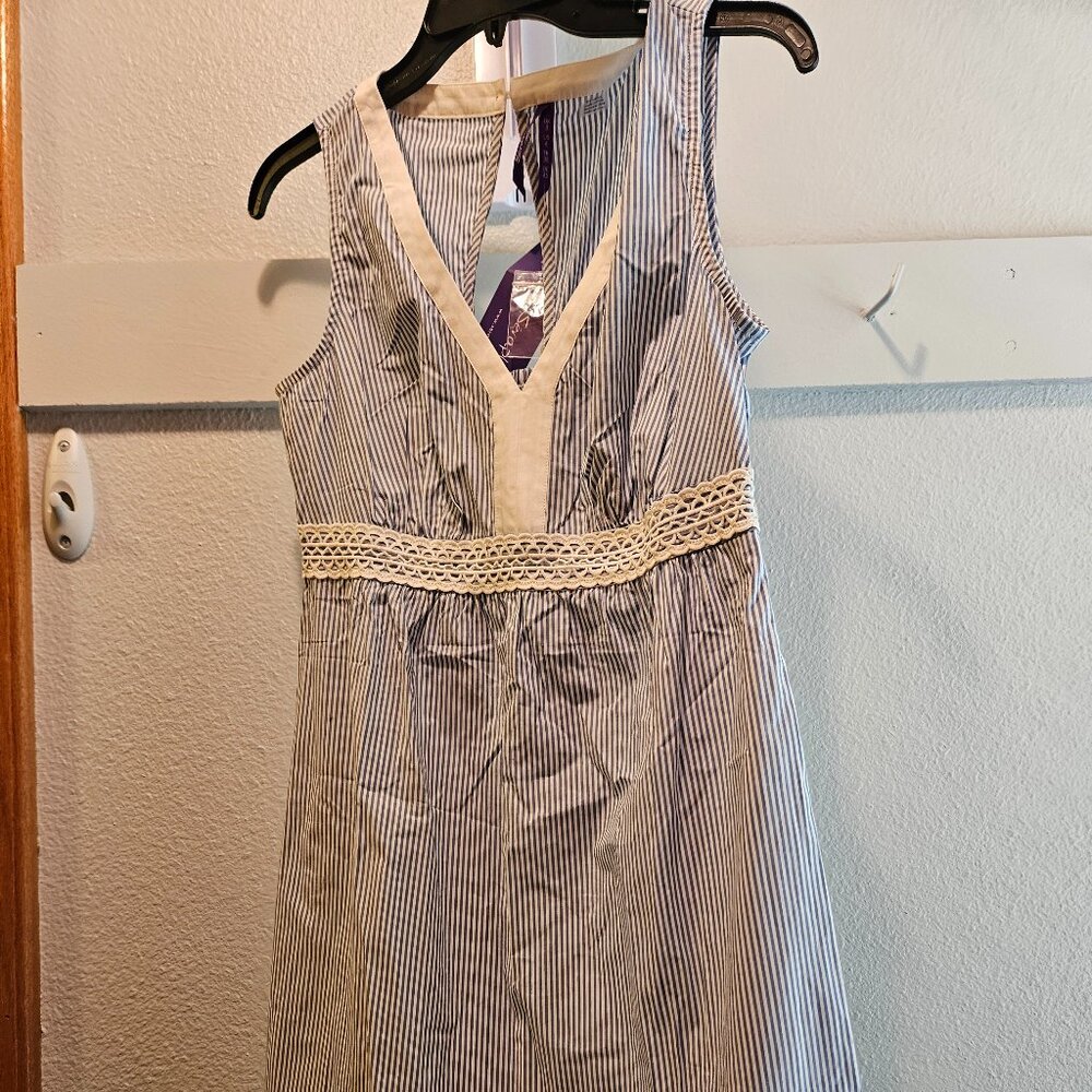 Seraphine Size Small 4 Maternity Dress NWT pinstripe & lace